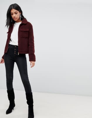 teddy faux fur trucker jacket