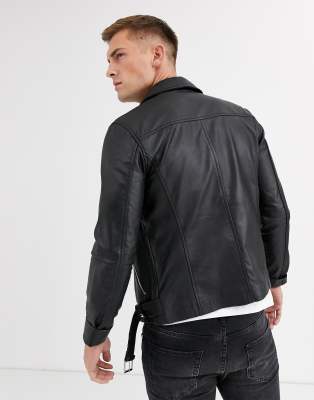 Barney's originals real leather cheap varsity jacket with panelling