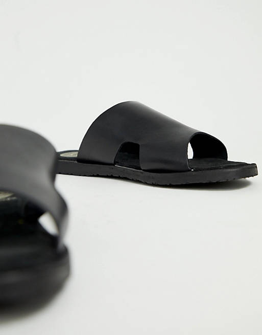 rolige kandidatskole lovende Base London Arena sandals in black leather | ASOS