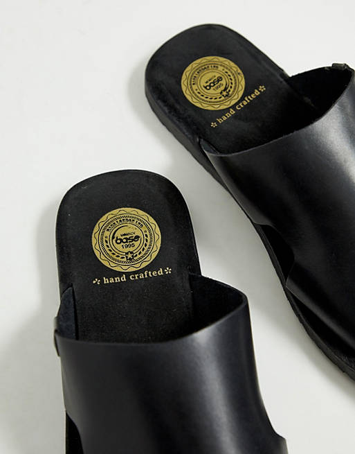 rolige kandidatskole lovende Base London Arena sandals in black leather | ASOS