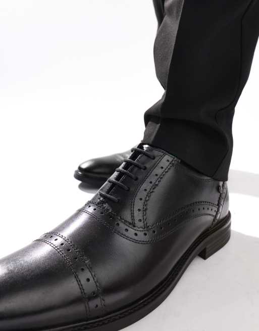 Base London Ascot toe cap oxford shoe in black, 3 of 4