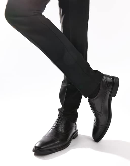 Base London Ascot toe cap oxford shoe in black, 4 of 4