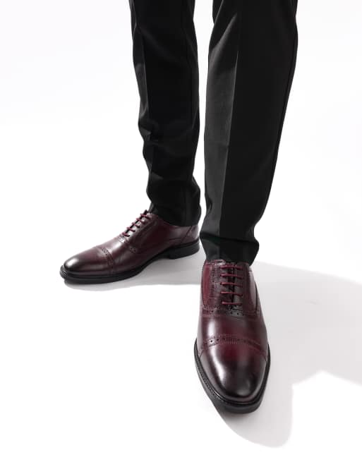 Base London Ascot toe cap oxford shoe in wine, 3 of 5