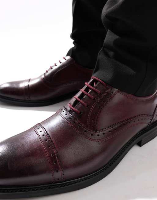 Base London Ascot toe cap oxford shoe in wine, 5 of 5