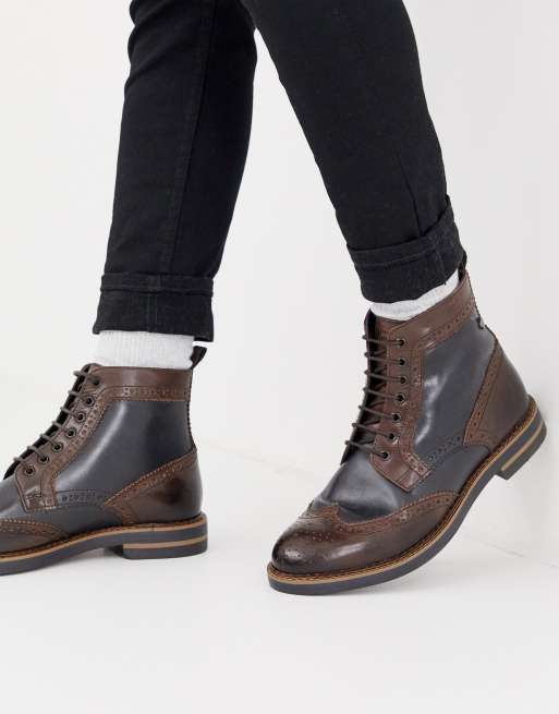 Two tone brogue outlet boots