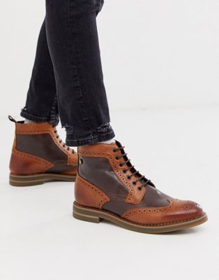 two tone brogue boots