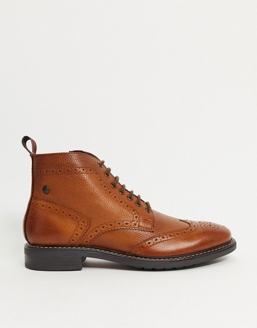 Base London berkley brogue boots in tan leather