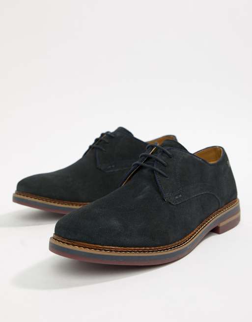 Base London - Blake - Scarpe derby pianta larga in pelle scamosciata blu navy, 3 di 4
