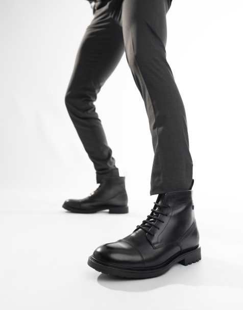 Base London Boulton toe cap boot in black  leather - view 1