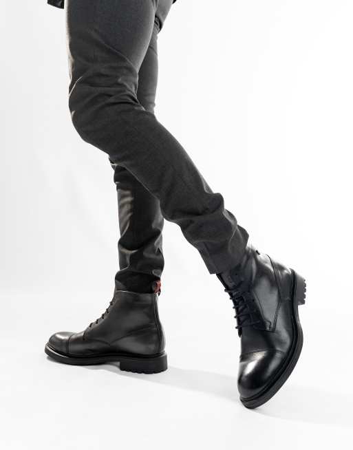 Base London Boulton toe cap boot in black  leather, 2 of 4