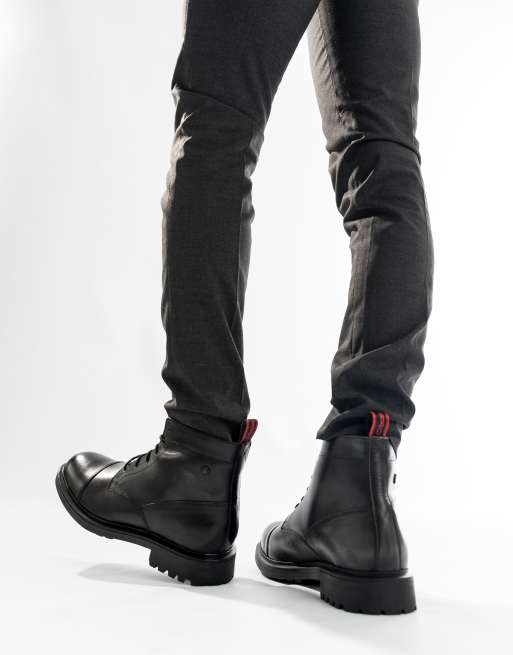 Base London Boulton toe cap boot in black  leather, 3 of 4
