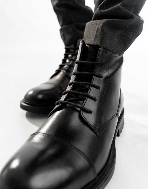Base London Boulton toe cap boot in black  leather, 4 of 4