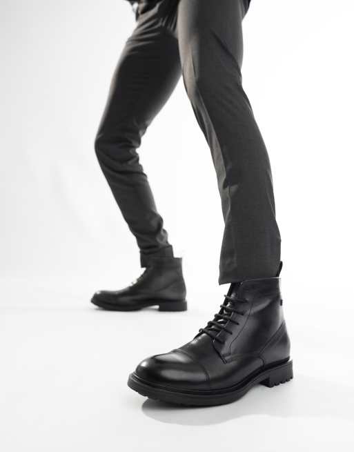 Base London Boulton toe cap boot in black