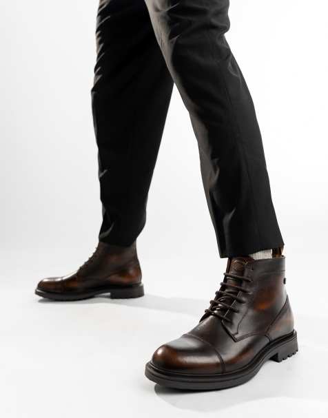 Base London Boulton toe cap boot in brown  leather - view 1