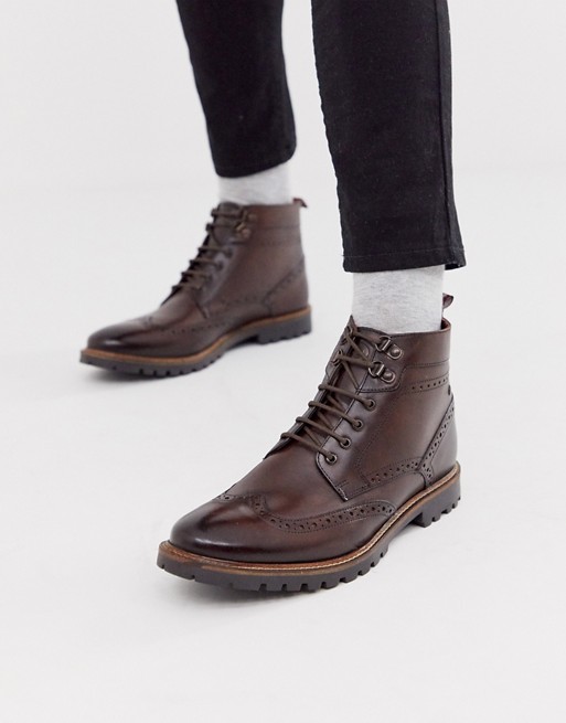 Base London Bower brogue boots in brown