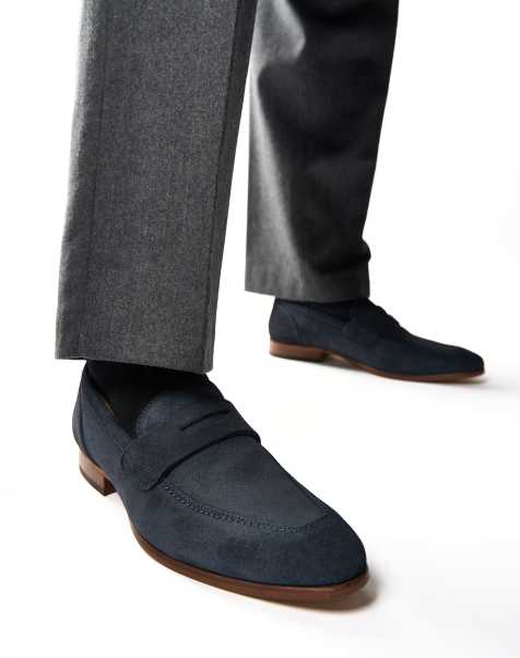 Base London Bruno penny loafer in navy - view 1