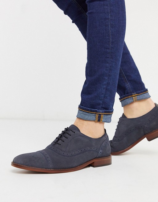 Base london cast brogues in navy suede
