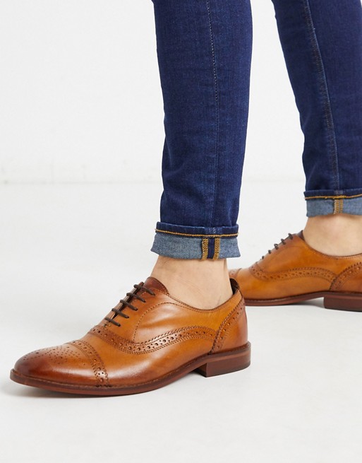 Base london cast brogues in tan leather