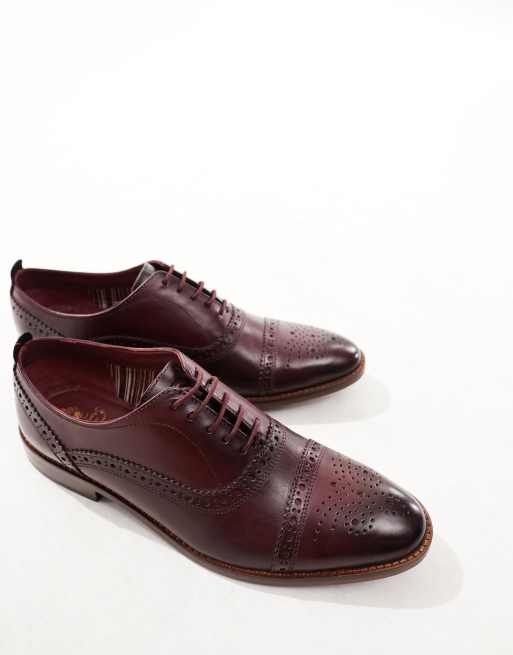 Base London Cast Washed Brogue Shoe in Dark Red leather, 2 of 4