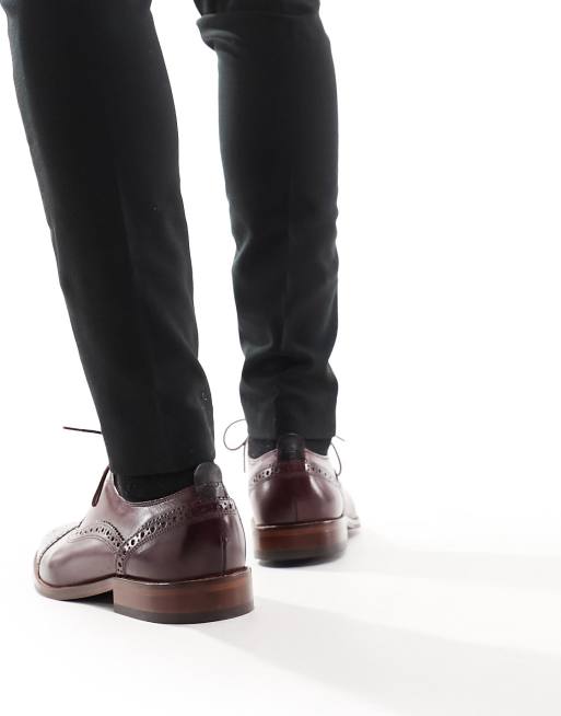 Base London Cast Washed Brogue Shoe in Dark Red leather, 3 of 4