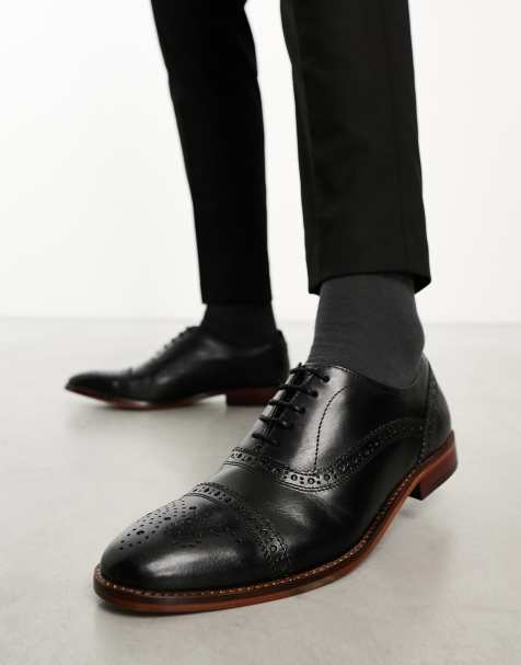 Base London Cast Waxy Brogue Shoe in Black leather - view 1