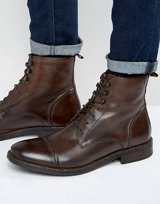 Base London Clapham Leather Military Boots | ASOS