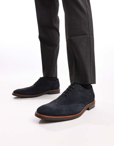 Base London Clarence brougue shoe in navy - view 1