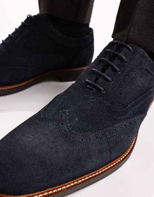 Base London Clarence brougue shoe in navy, 2 of 4