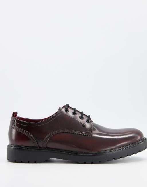 Base London cog lace up shoes in hi shine bordo | ASOS