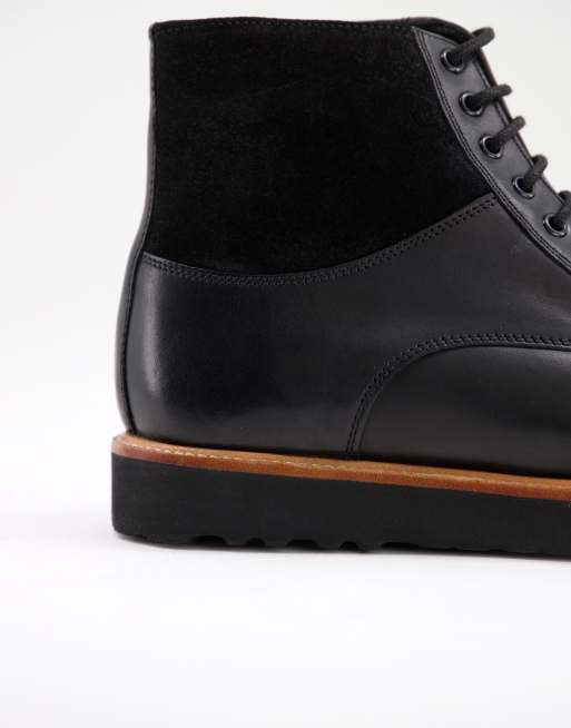 Base London colter lace up boots in black leather, 4 of 4