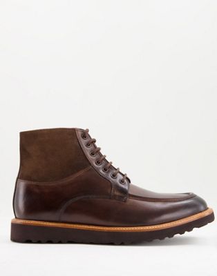 Base London colter lace up boots in brown leather