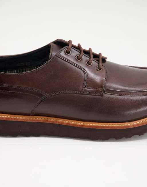 Base London dayton lace up shoes in brown leather, 3 of 4