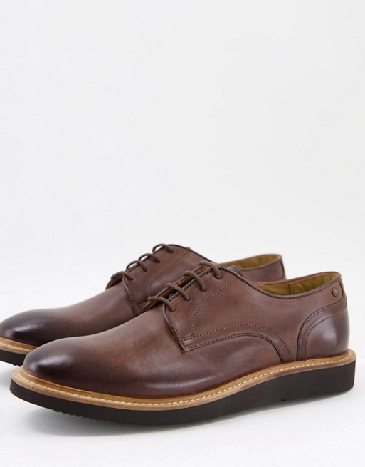 Base london draco derby shoes in brown leather