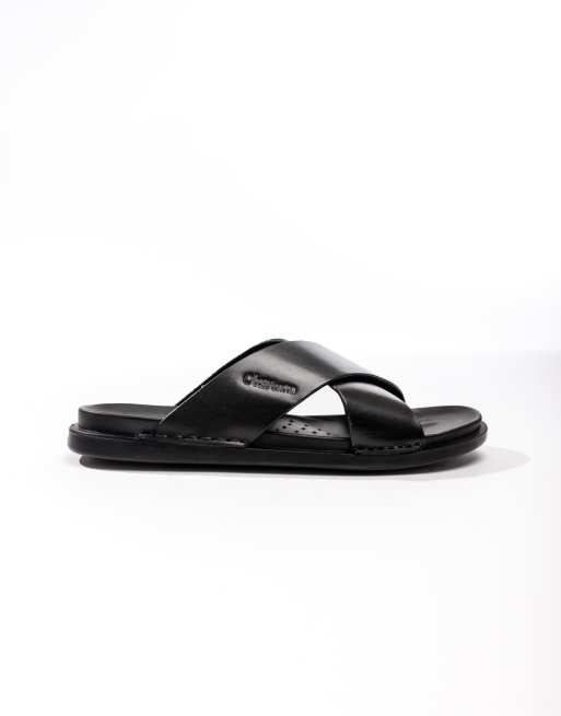 Base London Drift cross strap sandal in black, 3 of 3