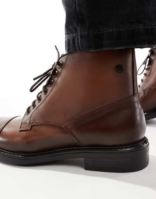 Brown Lace Up Mens Warm Dress Boots Base London Duke Boot In Brown