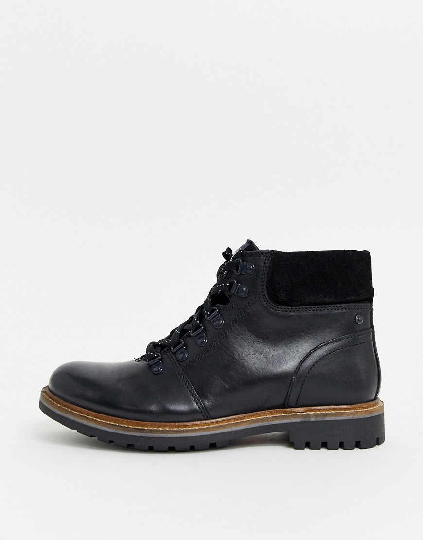 Base London Fawn lace up hiker boots in black