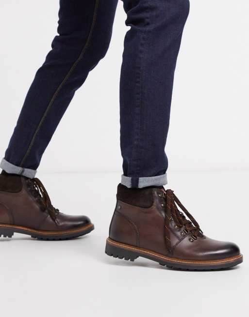 Base London Fawn lace up hiker boots in brown | ASOS