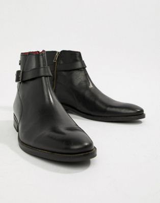 Base London Fern chelsea buckle boots in black | ASOS