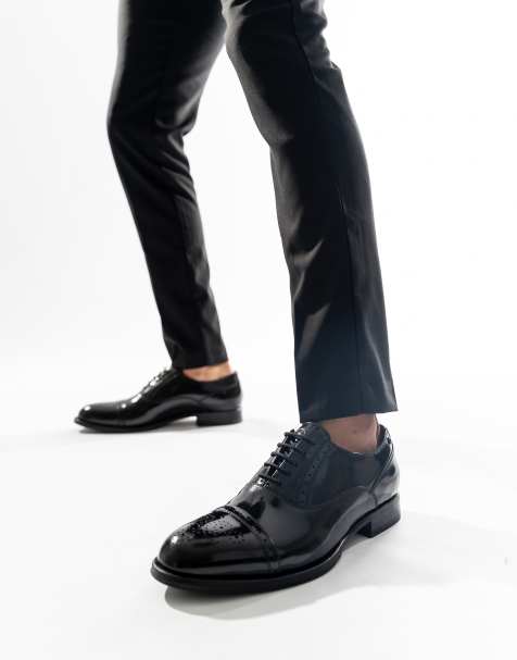 Base London Franklin toe cap oxford shoe in black leather - view 1