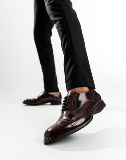 Base London Franklin toe cap oxford shoe in wine leather - view 1