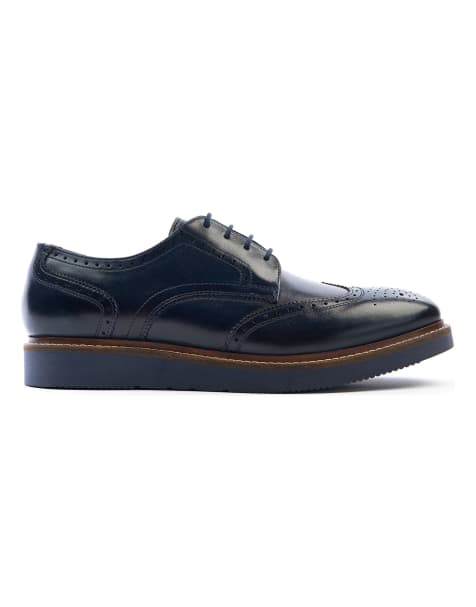 Base London Joe brogue shoe in navy - view 1