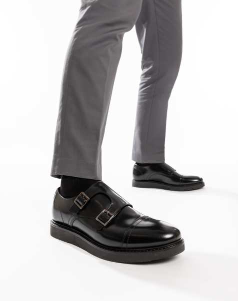 Base London Knight monk shoe in black leather - view 1