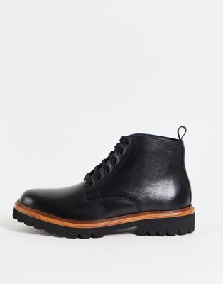 Base London kruger lace up boots in black leather