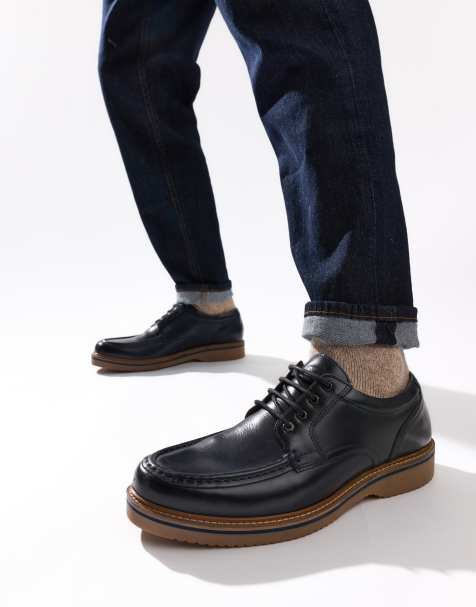 Base London Langdon apron toe shoe in navy - view 1