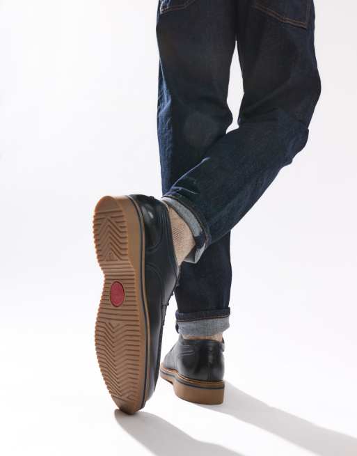 Base London Langdon apron toe shoe in navy, 2 of 3
