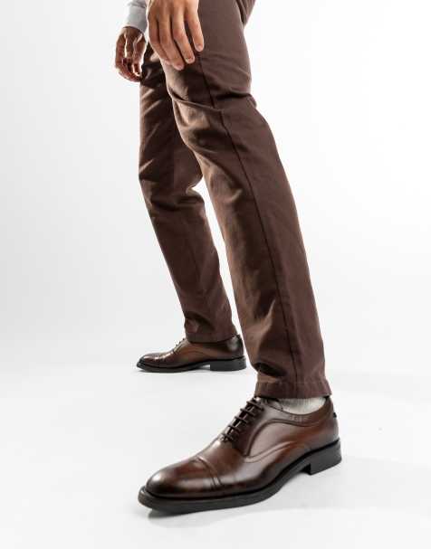 Base London Lapel toe cap shoe in brown leather - view 1