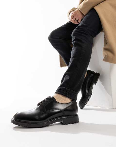 Base London Locke lace up shoe in black leather - view 1