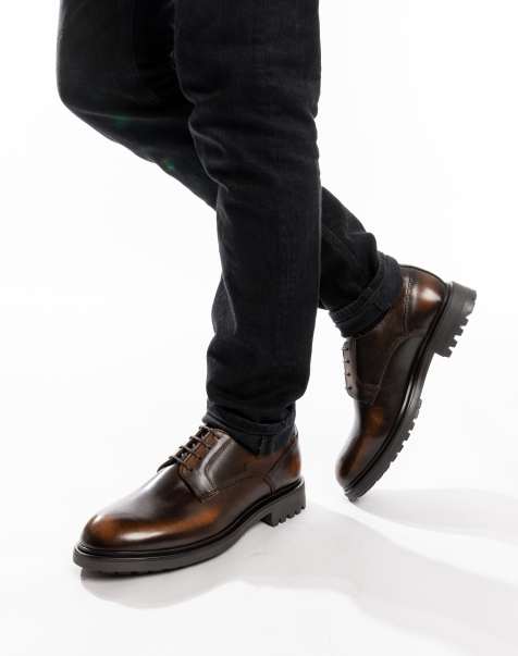 Base London Locke lace up shoe in brown leather - view 1