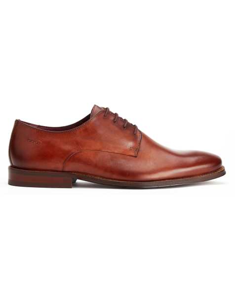 Base London Marley plain toe derby shoe in tan - view 1