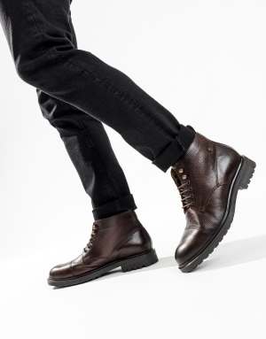 Base London Mercer toe cap boot in brown